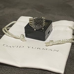 David Yurman black diamond pave ring Size 7 16x12MM Wheaton